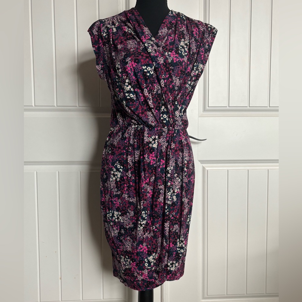 Ted Baker London Navy Floral Midi Dress with Pink and White Flowers